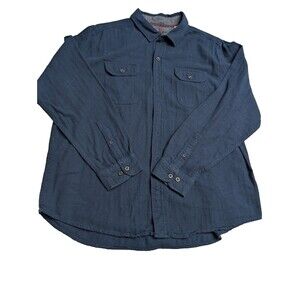 Woolrich Men's XXL Blue 100% Cotton Long Sleeve Button Up Shirt Casual Classic